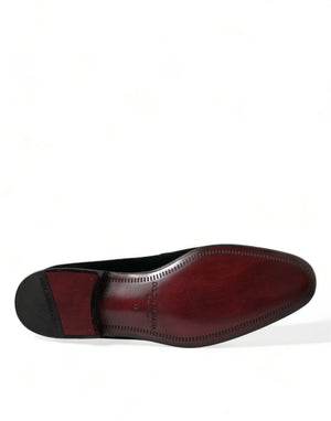 Schwarzer Samt Loafers Formelle Schuhe