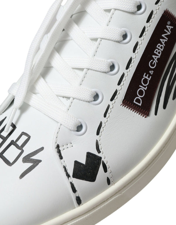 Weiß Bordeaux Leder Logo Low Top Sneakers Schuhe