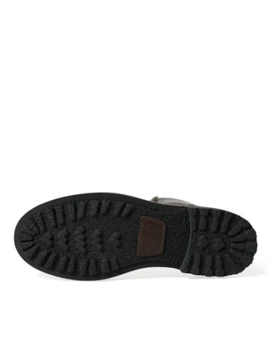 Schwarzes Leder Militär Kampfstiefel Schuhe