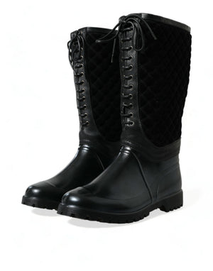 Schwarz Chioggia Gummi Wildleder Regen Stiefel Schuhe