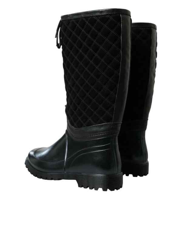 Schwarz Chioggia Gummi Wildleder Regen Stiefel Schuhe
