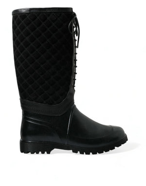 Schwarz Chioggia Gummi Wildleder Regen Stiefel Schuhe