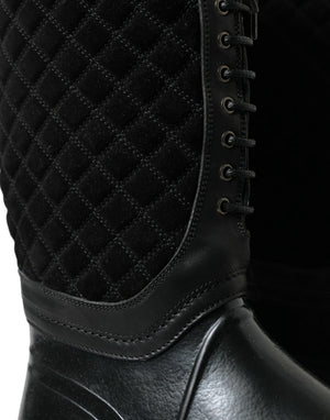 Schwarz Chioggia Gummi Wildleder Regen Stiefel Schuhe