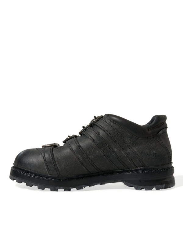 Schwarzes Leder Riemen Männer Stiefelette Schuhe