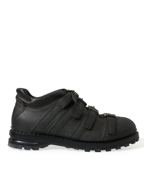 Schwarzes Leder Riemen Männer Stiefelette Schuhe