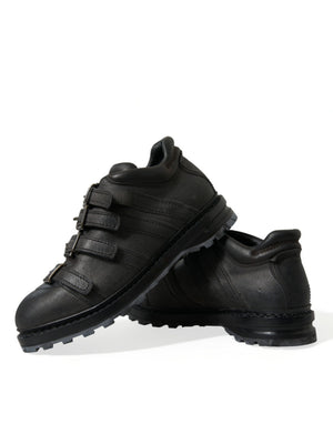 Schwarzes Leder Riemen Männer Stiefelette Schuhe