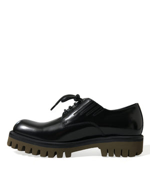Schwarz Leder Lace Up Derby Männer Kleid Schuhe