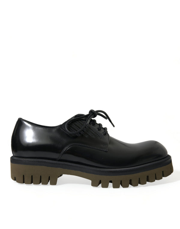 Schwarz Leder Lace Up Derby Männer Kleid Schuhe