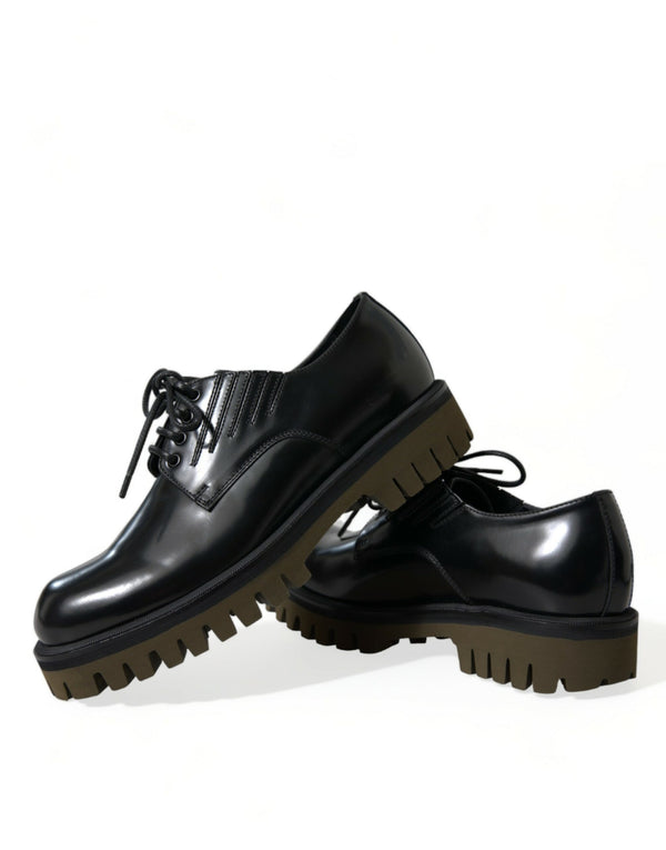 Schwarz Leder Lace Up Derby Männer Kleid Schuhe