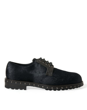 Schwarzer Stall Pelz Derby SAN PIETRO Kleid Schuhe