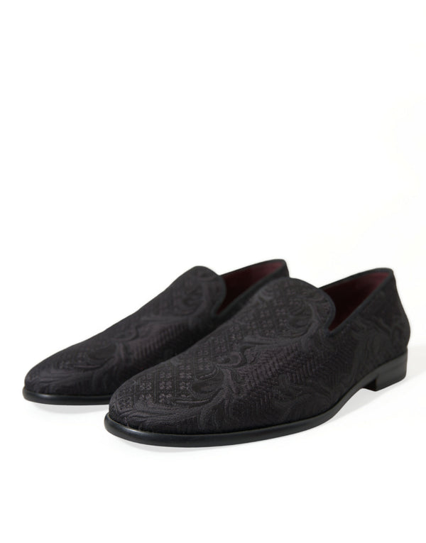 Schwarzer Brokat Männer Slip On Loafer Kleid Schuhe