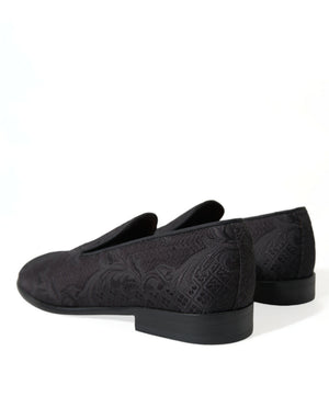Schwarzer Brokat Männer Slip On Loafer Kleid Schuhe