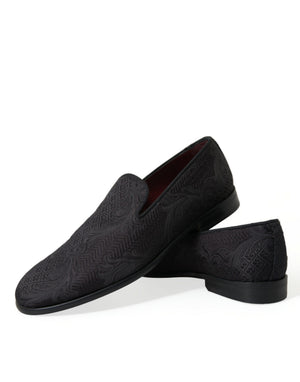 Schwarzer Brokat Männer Slip On Loafer Kleid Schuhe