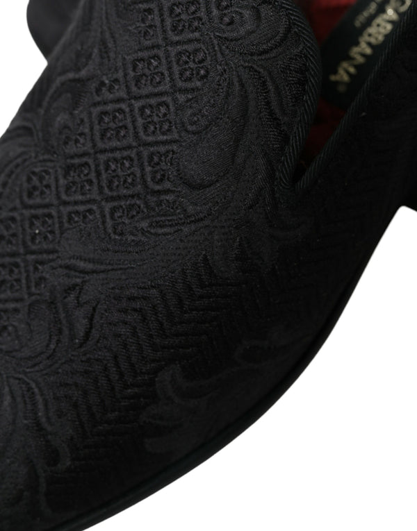 Schwarzer Brokat Männer Slip On Loafer Kleid Schuhe