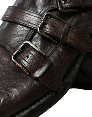 Braune Lederriemen-Schuhe für formelle Anlässe