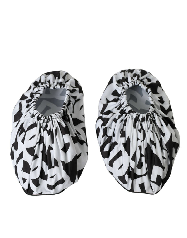 Weiß Logo Print Nylon Slip On Flats Schuhe