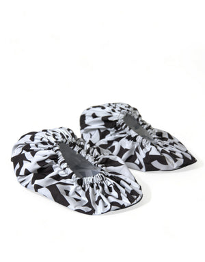 Weiß Logo Print Nylon Slip On Flats Schuhe