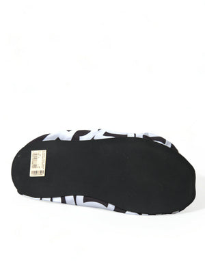 Weiß Logo Print Nylon Slip On Flats Schuhe