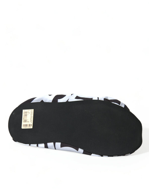 Weiß Logo Print Nylon Slip On Flats Schuhe