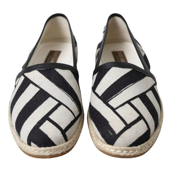 Schwarz Weiß Streifen Slip On Espadrille Schuhe