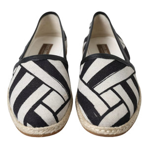 Schwarz Weiß Streifen Slip On Espadrille Schuhe