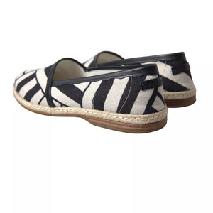 Schwarz Weiß Streifen Slip On Espadrille Schuhe