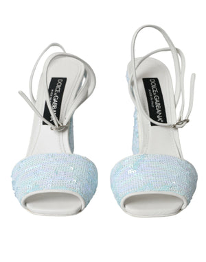 Hellblaue Pailletten Riemchensandalen Schuhe