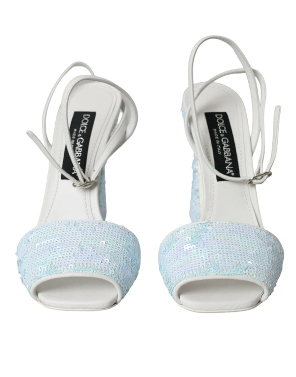 Hellblaue Pailletten Riemchensandalen Schuhe