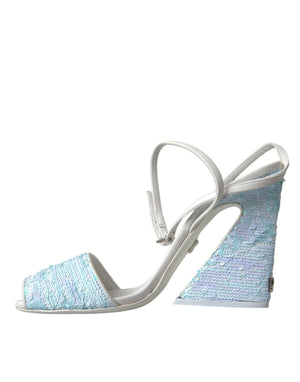 Hellblaue Pailletten Riemchensandalen Schuhe