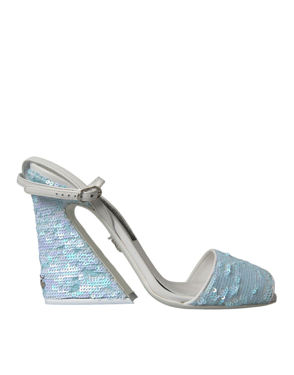 Hellblaue Pailletten Riemchensandalen Schuhe