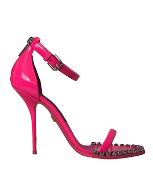 Rosa Leder Crystal Heels Sandalen Schuhe