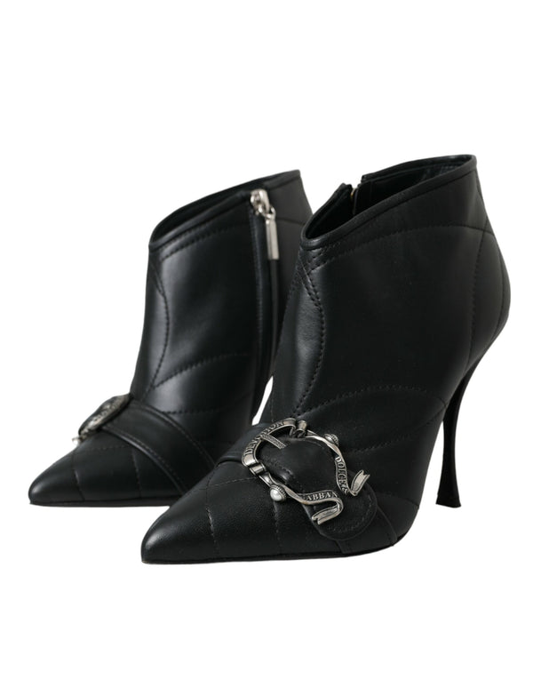 Schwarz Devotion Gesteppte Stiefel mit Schnalle Schuhe