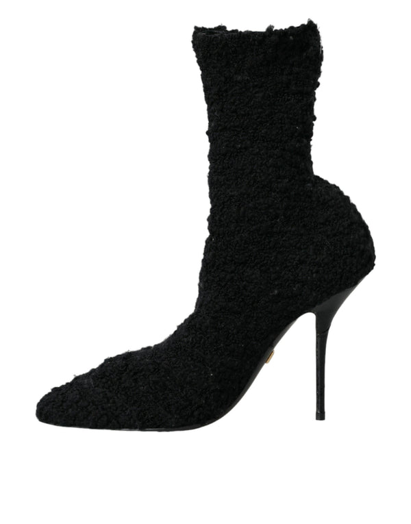 Schwarz Stiletto Heels Mid Calf Stiefel Schuhe