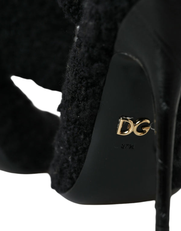 Schwarz Stiletto Heels Mid Calf Stiefel Schuhe