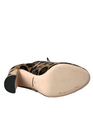 Braune Leopardenhaar Schnürstiefel Schuhe