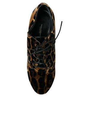 Braune Leopardenhaar Schnürstiefel Schuhe