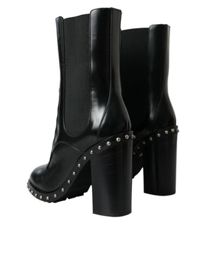 Schwarze Leder Nieten Schnürstiefel Schuhe