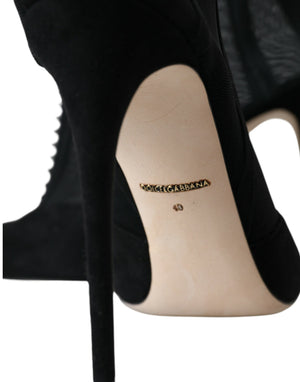Schwarz Mesh Stiletto Heels Stiefelette Schuhe