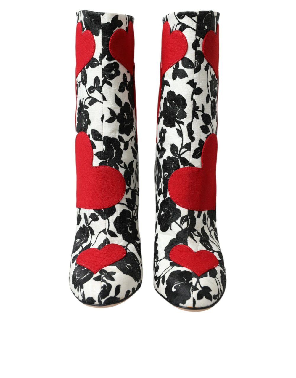 Weiße Floral Herzen Leder Hohe Stiefel Schuhe