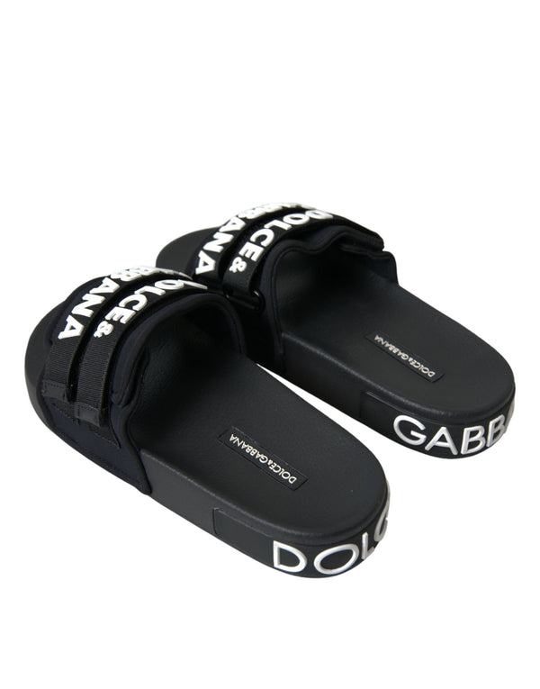 Schwarze Neopren Slides Flats Beachwear Schuhe