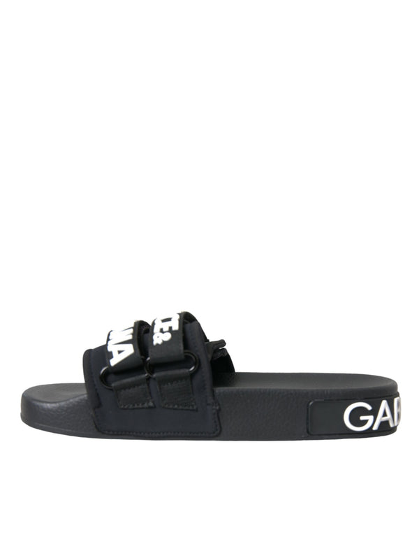 Schwarze Neopren Slides Flats Beachwear Schuhe