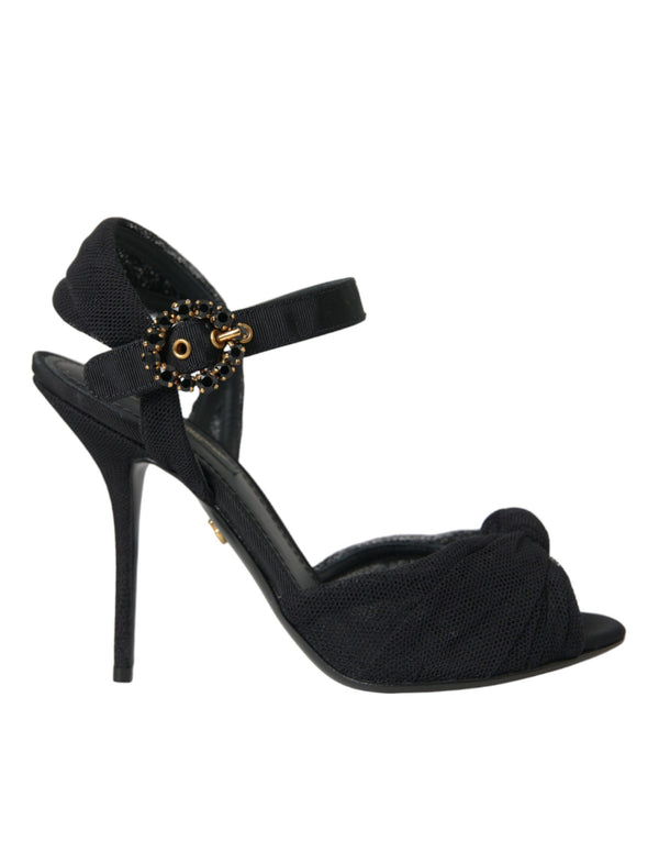 Schwarz Wildleder verschönert Heels Sandalen Schuhe