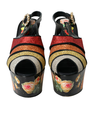 Multicolor Floral Kristall Plateau Sandalen Schuhe