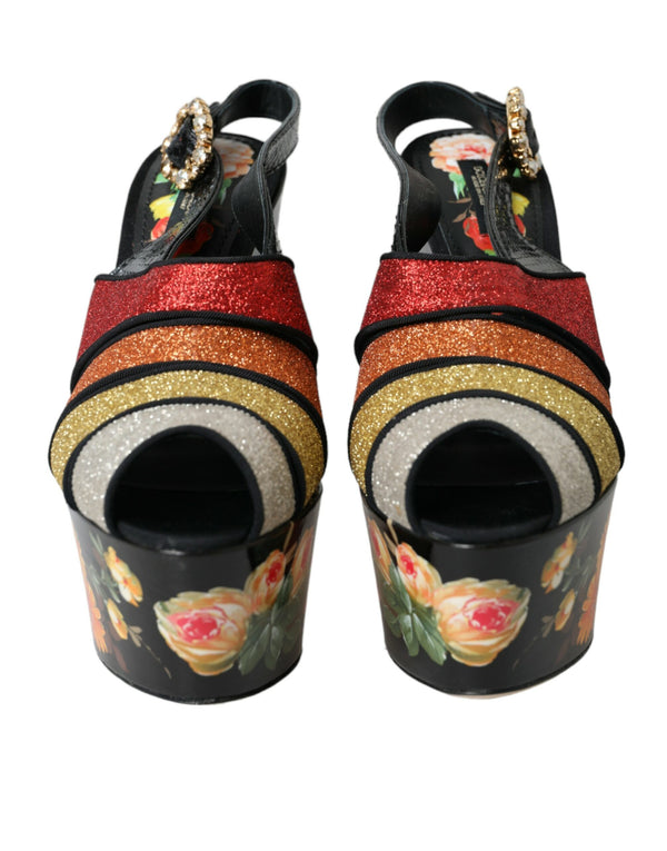 Multicolor Floral Kristall Plateau Sandalen Schuhe