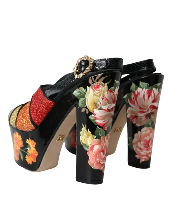 Multicolor Floral Kristall Plateau Sandalen Schuhe