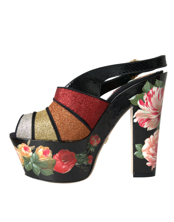 Multicolor Floral Kristall Plateau Sandalen Schuhe