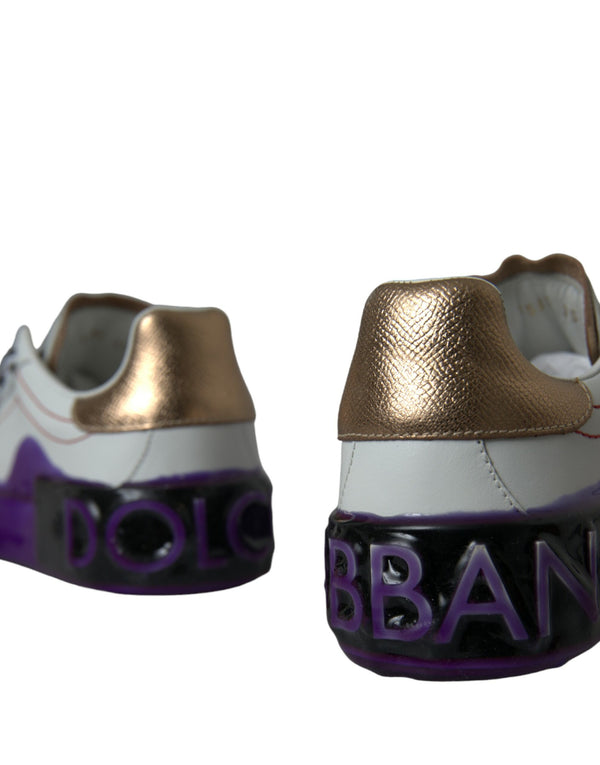 Weiß Leder Portofino Low Top Sneakers Schuhe