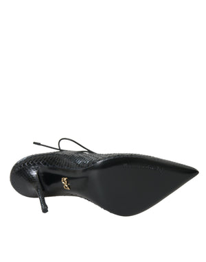 Schwarz Python Leder Mary Jane Pumps Schuhe