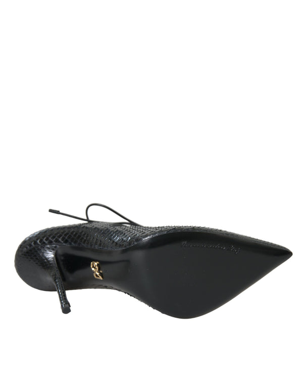 Schwarz Python Leder Mary Jane Pumps Schuhe