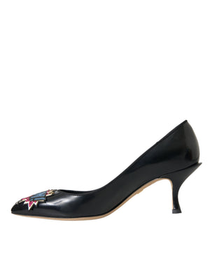 Schwarz Leder BOOM Patch Heels Pumps Schuhe